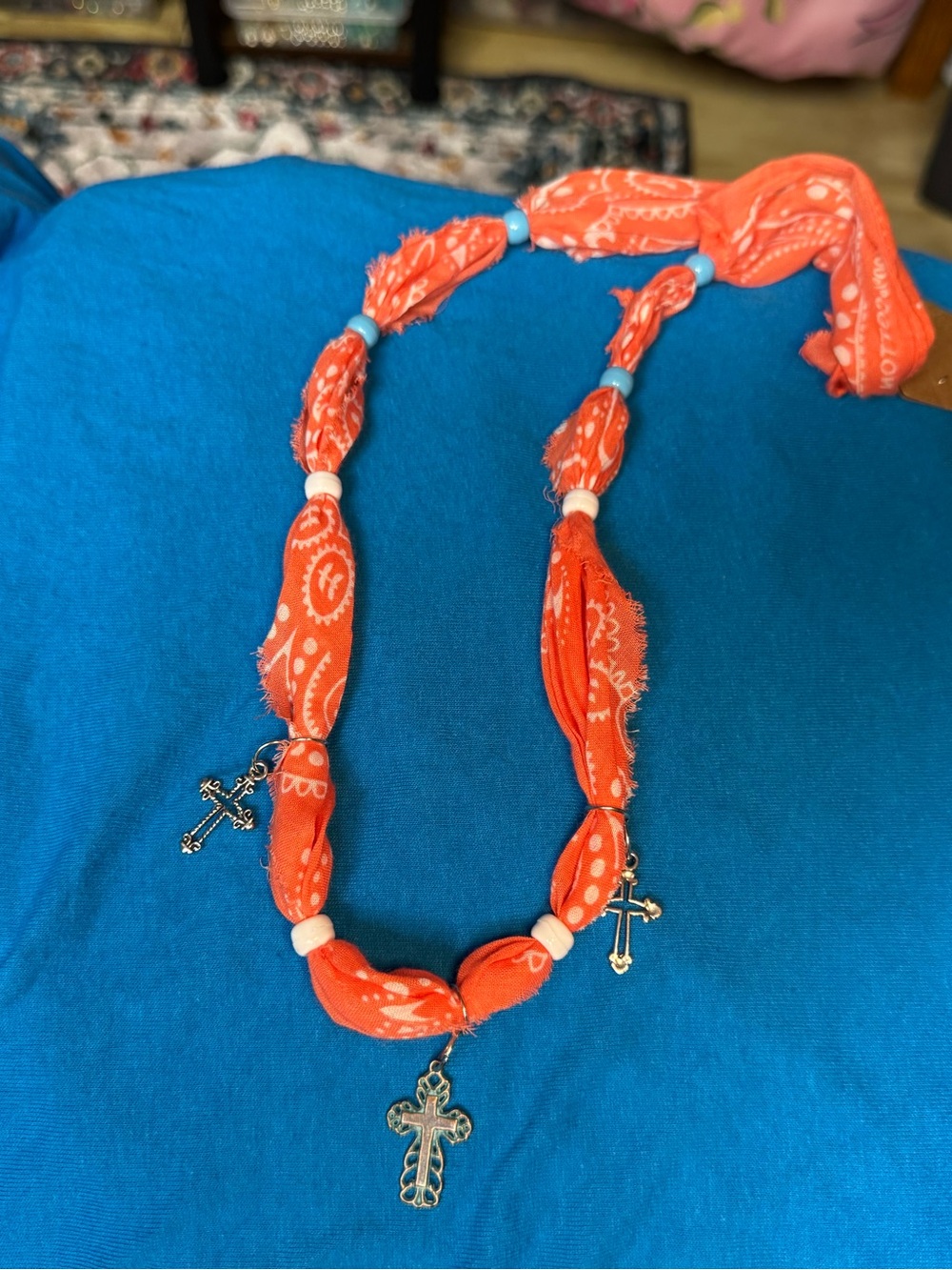 Orange Bandana Cross Pendant Necklace - Unbranded Women’s Jewelry